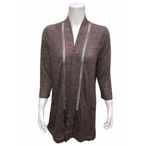 H by Halston Super Soft 3/4-Sleeves Open Front Cardigan w/ Split Back Small Size